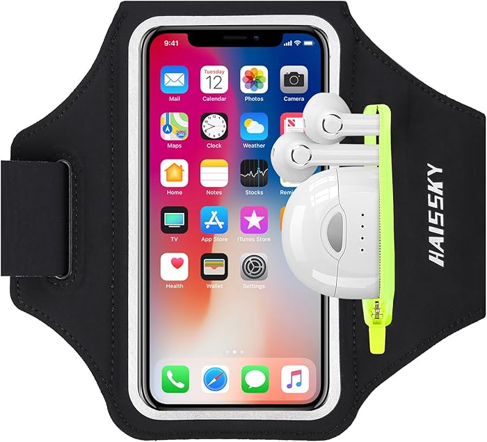Brassard de sport HAISSKY avec poche écouteurs pour iPhone