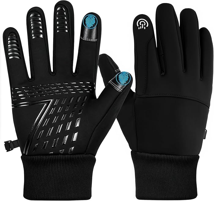 Waterproof Cycling Gloves Non-Slip Touch Gloves Warm Windproof Gloves for Men and Women Skiing Running Hiking