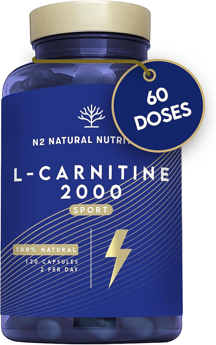L-CARNITINE 2000. 120 Capsules 60 days. High Dose Extra Strong. Pre-Workout Sports Energy Resistance and Recovery. High Quality and Concentration 2000 mg.EU. N2 Natural Nutrition