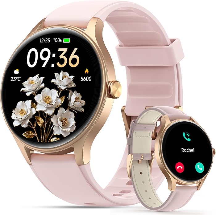 Montre Connectée Homme Femme Rond(2 Bracelets)