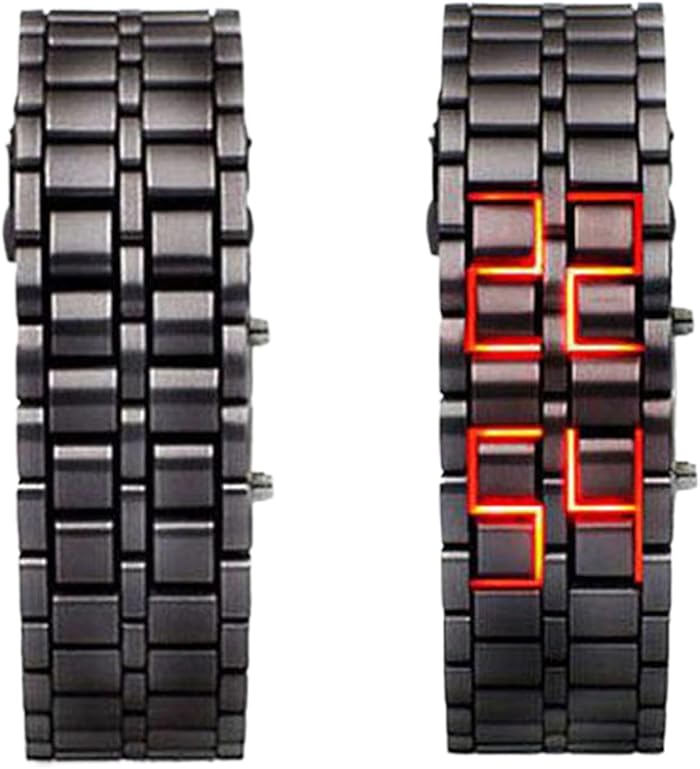 LED Watch for Men - Fashion Watch Waterproof Creative Fashion Metal Electronic Bracelet Display LED Bracelet for Sport