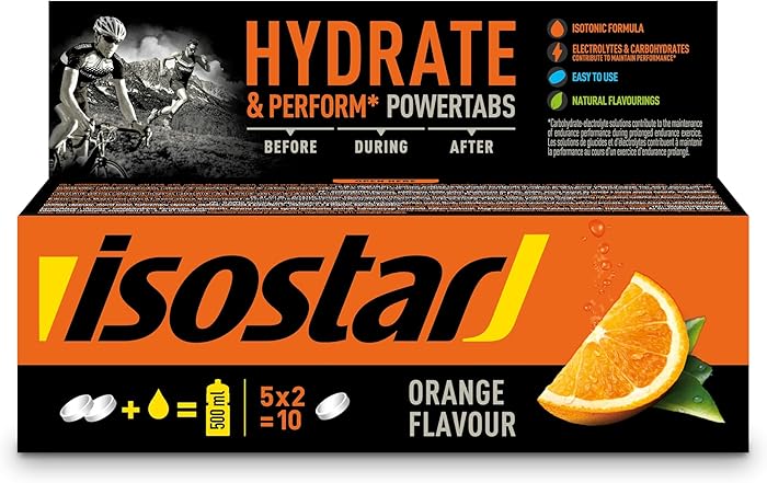 Isostar - Hydrate & Perform Powertabs Orange Flavour - Effervescent Tablets for Isotonic Drink - 10 Tablets - 190908