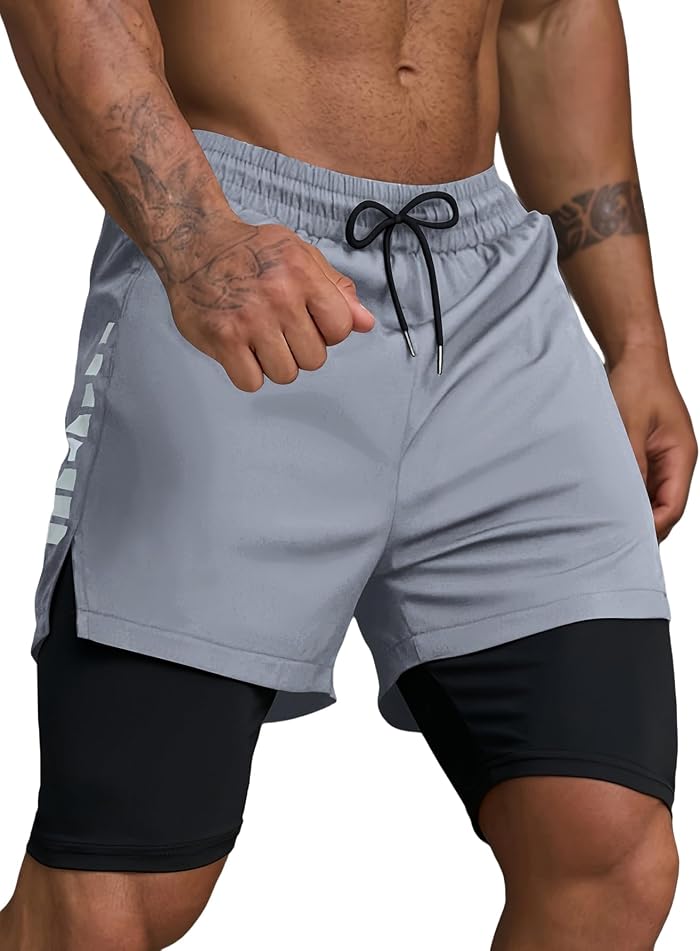 Smatstyle Short de Course Homme Court 2 en 1