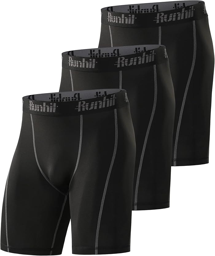 Pack of 3 Men's Compression Shorts Boxer Sport Fitness Running Shorts for Cyclist Basketball Football Tennis Rugby