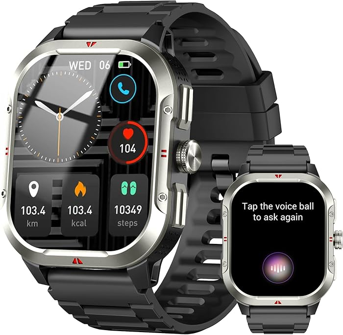 Smart Watch with Built-In GPS, Men's Women's Smartwatch with Bluetooth Calling, 110+ Sports Watch with Pedometer, Health and Sleep Tracking, Waterproof IP68
