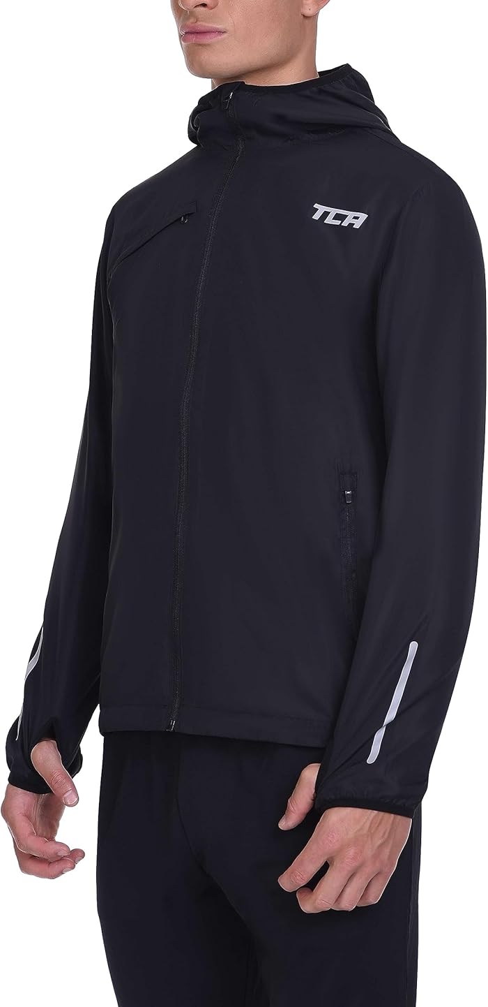Mens Boys Running Softshell Jacket Reflective Breathable Compact Zip Pockets